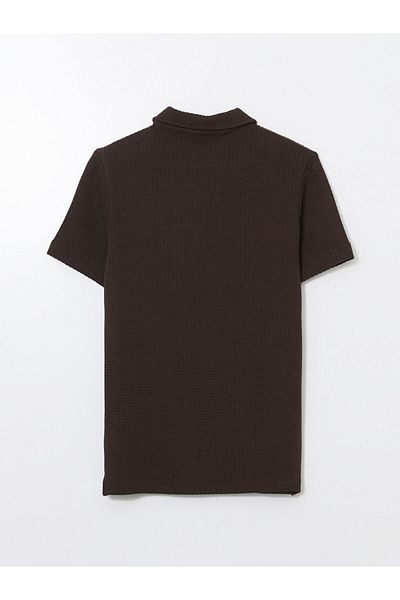 LC Waikiki Ανδρικό μπλουζάκι LCW Casual καφέ πόλο με κοντομάνικο γιακά
