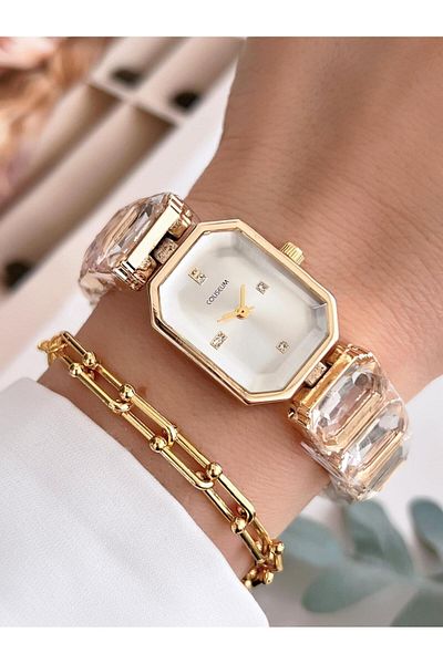 Coliseum Vintage Serial Stone Cord Wristwatch and Bracelet Cl8888.01 Feminin Fashion
