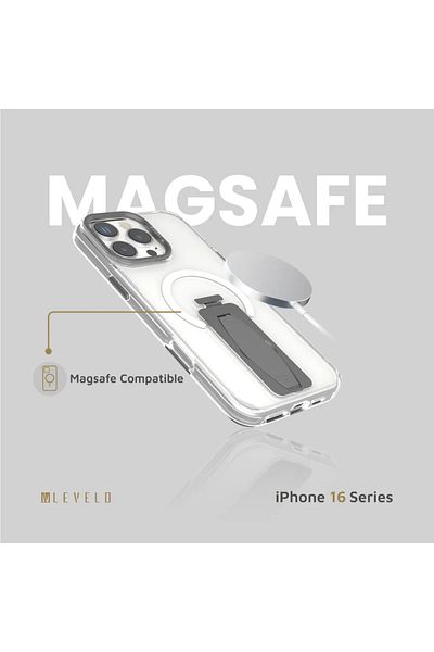 Levelo Morphix Magsafe Grip Case For iPhone 16 Pro Max - Gray