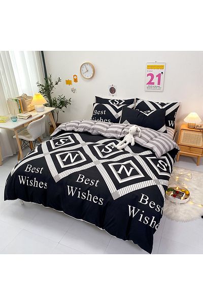 sharpdo Four-piece bedding set,with 1 quilt cover, 1 flat sheet and 2 pillowcases 1.8m bed（180*220cm）
