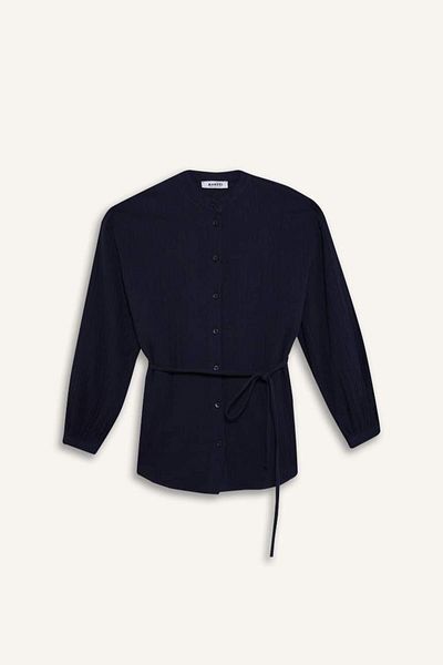 DeFacto New Season Relax Fit Basic Plain Lace-Up Muslin Long Sleeve Shirt