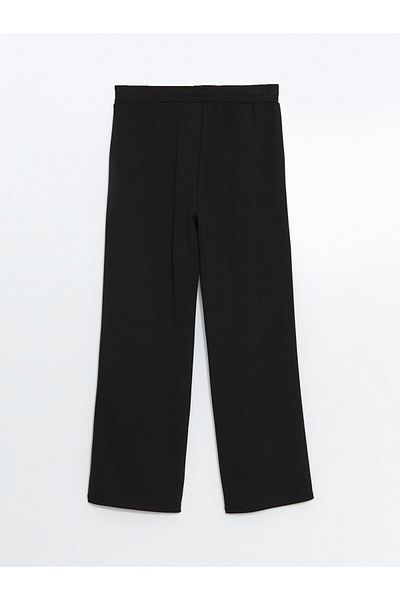 LC Waikiki Lcwaikiki Classic Black Elastic Waist Wide Leg Women's Trousers