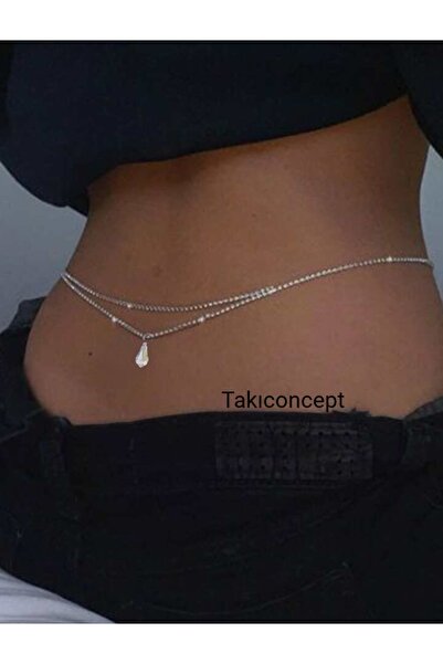 TakıConcept Kristal Detaylı Taşlı Bel Zinciri Sırt Kolyesi Vücut Aksesuarı