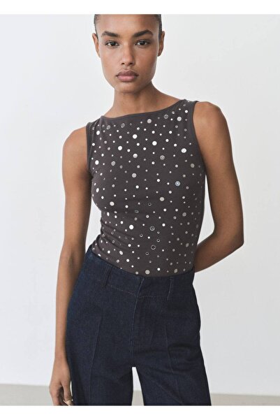 MANGO Woman Pul detaylı pamuklu bluz