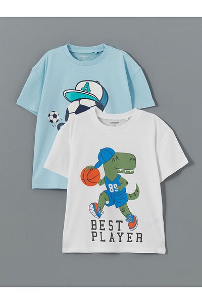 LC Waikiki Tricou pentru băiat cu imprimeu Best Player, pachet de 2
