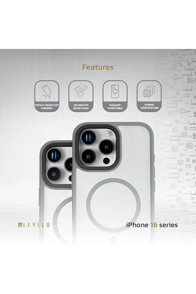 Levelo Magsafe Solo Case For iPhone 16 Pro Max - Gray