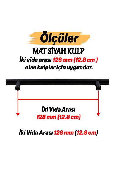 Badem10 Mobilier tijă Sertar de bucătărie Mâner dulap dulap -mata negru metal (128 MM-12,8 CM) Mânere