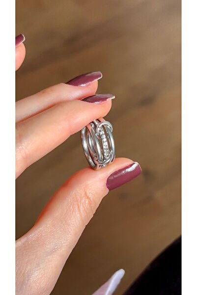 Opia JEWELRY - Full Gümüş Renk Sarmal Model Çelik Yüzük [Yüzük Parmağındaki Ü...
