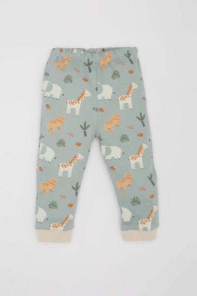 DeFacto New Season Baby Boy Pajama Set Safari Printed Long Sleeve Top with Elastic Waist Long