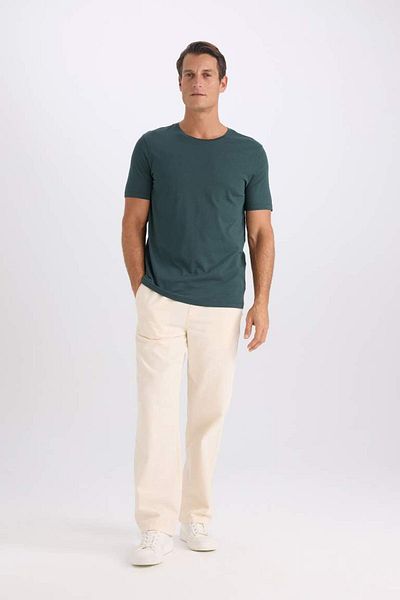 DeFacto Νέα σεζόν Slim Fit Slim Fit Crew Neck Modal Blended Cotton Basic Απλό Κοντό