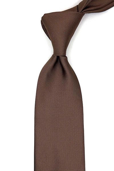 Kravatkolik Russet Brown Classic Tie with Plain Handkerchief Kk13166