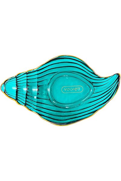 Winds Trading Ocean Starfish Shell Snack Plate, Crystal Clear Glass with Golden Edges (Blue)