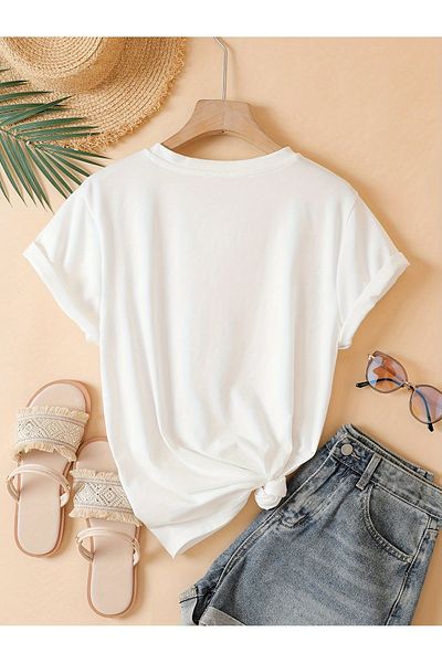 uyguntarz Bedrucktes T-Shirt mit schmelzenden Herzen