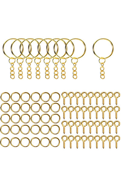 Choice 110 قطعة من الذهب 110 قطعة من حلقات القفز المفتوحة ودبابيس العين ومجمو...