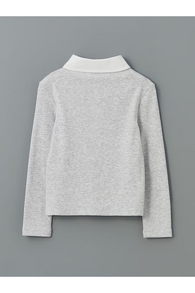 LC Waikiki Lcw Kids Gray Polo Neck Girl's Crop T-Shirt