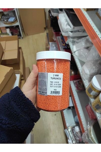 bizdenpastacılık Cake Topper 2 mm Beads Granulated Sugar Orange Color 1 kg