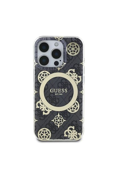 CG Mobile Guess Magsafe Iml 4G Design Hard Case With Peony For iPhone 16 Pro Max - Black