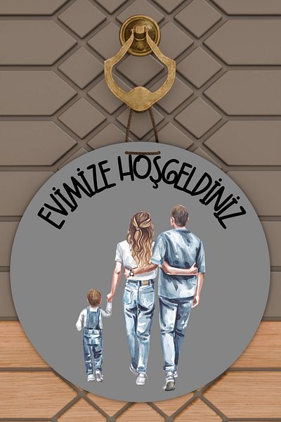 Dormot Home Modern Door Ornament Gray Floor Single Boy Child Family Outdoor Door Ornament