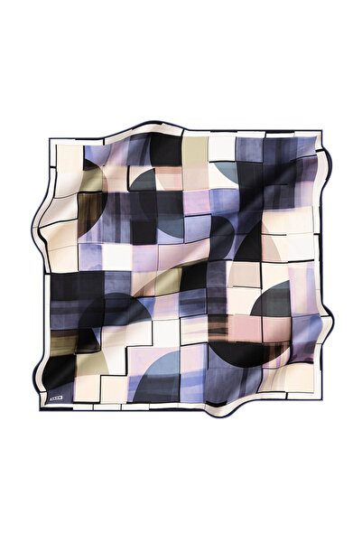 Aker Eșarfă din satin creponat de mătase cu modele geometrice