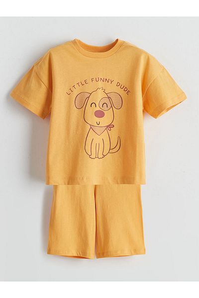 LC Waikiki New Season Crew Neck Boys' Shorts Pajama Set - S5Ld37Z1
