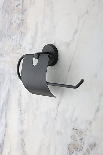 MultiStore Paper Roll Towel Holder with Black Stainless Cover, Napkin Holder Bathroom Hanger