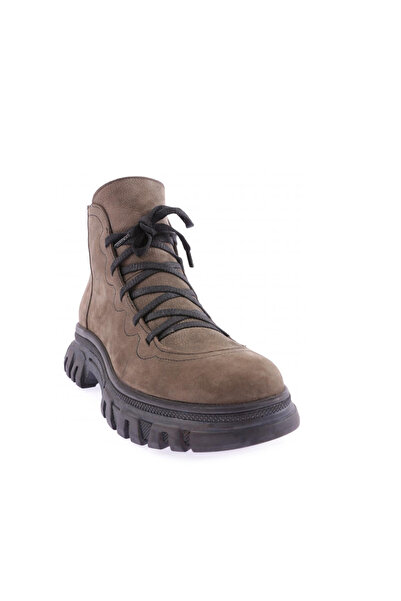 DGN Γυναικείες μπότες με φερμουάρ με αξεσουάρ μπροστινής δαντέλας Γνήσιο δέρμα Khaki Nubuck 109123294