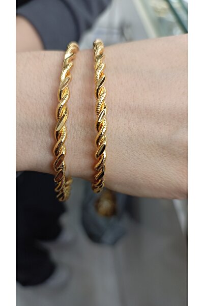 Nurtakı Nurtakı 2 adet Altın kaplama Çift Telli Burma Bilezik