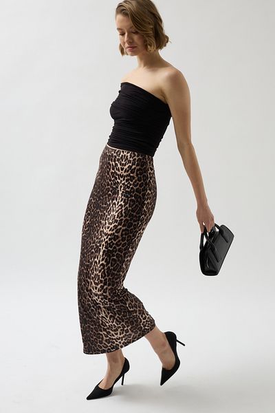 Black Fashion ΦΟΥΣΤΑ MIDI ΜΕ ΣΧΕΔΙΟ ΛΕΟΠΑΡ
