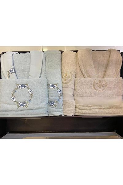 ÇIRPAN EV ΤΡΙΣΤΕΡΑ ΟΙΚΟΓΕΝΕΙΑΚΟ ΣΕΤ ΜΠΑΝΙΟΥ - ADORA BAMBOO EMBROIDERED MINT/ΜΠΕΖ