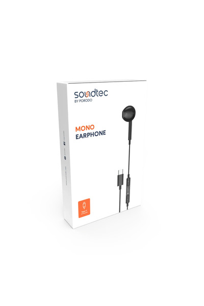 porodo Soundtec Mono Earphone With Type-C Connector - Black