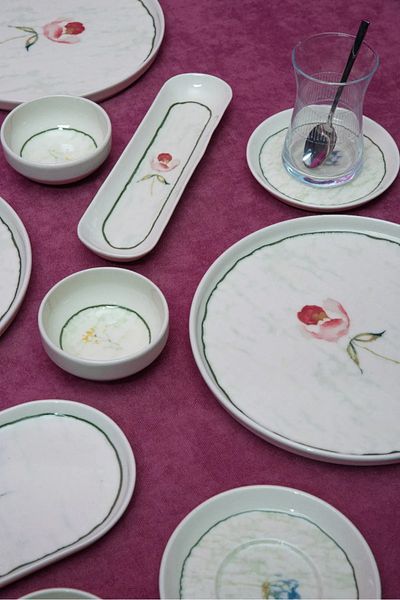 Kütahya Ebrusu 27 Piece Porcelain Breakfast Set for 6 People