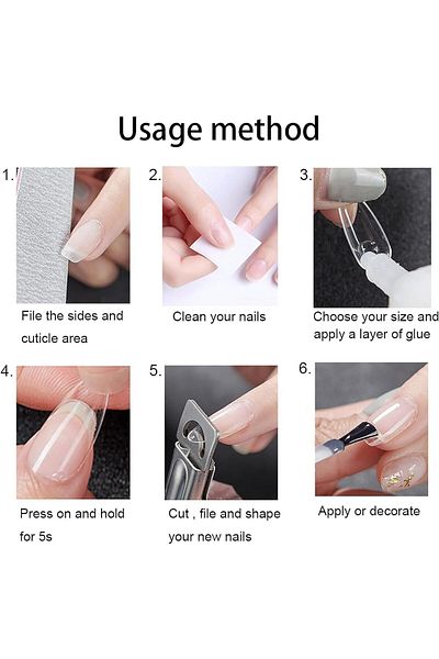 COOYA 500Pcs Clear False Nails with Case,10 Size Almond Nail Slices Full Cover,for Home Use DIY Nail Art