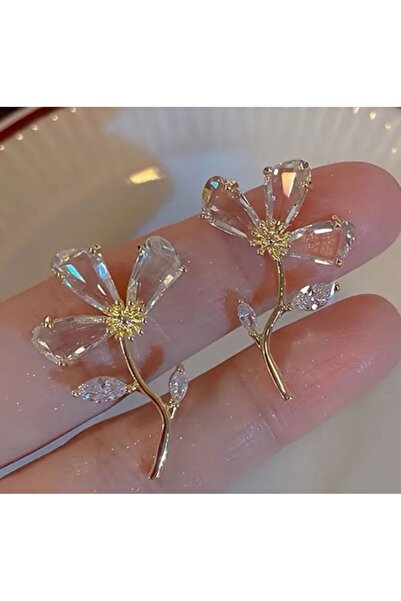 Dgt Luxury Şeffaf Camdan Çiçek Küpe