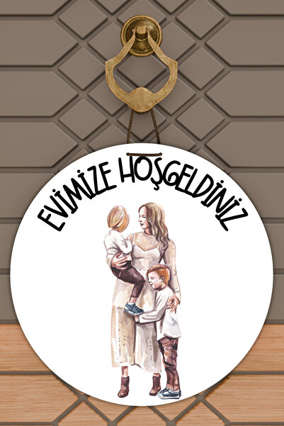 Dormot Home Ornament Modern pentru Ușă Alb Două Copii Mamă Familie Ornament p...