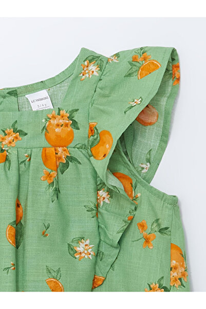 LC Waikiki Lcw Orange Printed Girl's Blouse and Pants 2-Piece