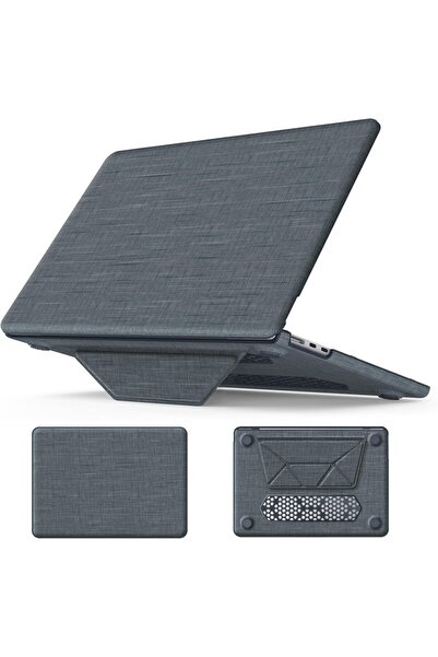 UnDePlus Apple Macbook Pro 14inç M1/m2 A2442 A2779 Uyumlu Kılıf Nubuk Üçgen S...