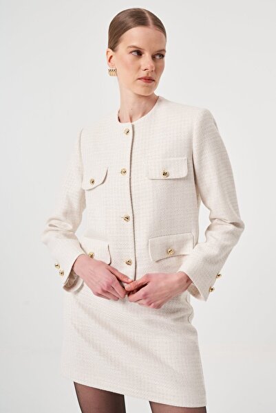 UTOPIAN Gold Düğme Detaylı Tüvit Ceket