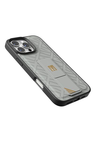 Levelo Morphix Cuero Gripstand Case For iPhone 16 Pro - Grey