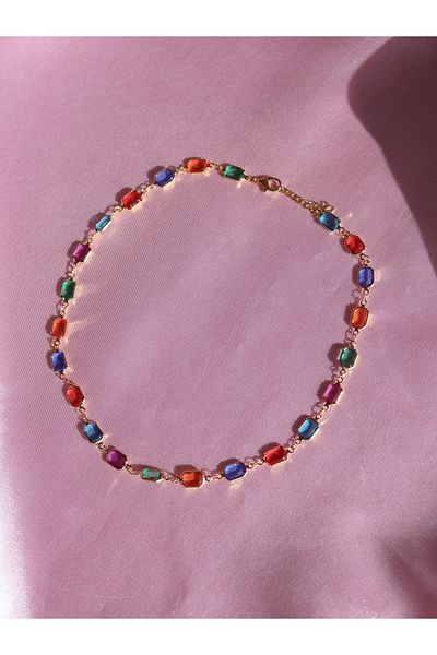 Reorah Collection Colorful Multiple Gems Necklace-Colored Stone Necklace
