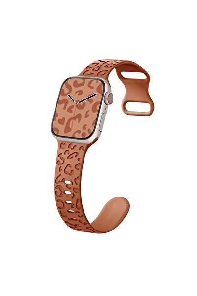 Alstrap Apple Watch 6 7 8 9 10 Se Ultra Uyumlu 44-45-46-49mm Leopar Desenli S...