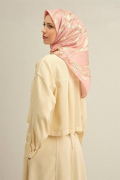 Armine Patterned Pure Silk Twill Scarf 9324- 08
