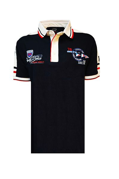 PAULJOURNE ...Μπλουζάκι Paul&Shark Pique Polo /Royal Yacht Club/ΣΚΟΥΡΟ ΜΠΛΕ