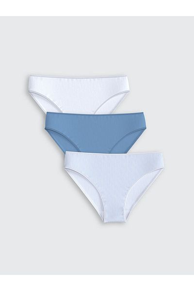 LC Waikiki LCW DREAM Chiloți de bikini cu dungi albastre, pachet de 3