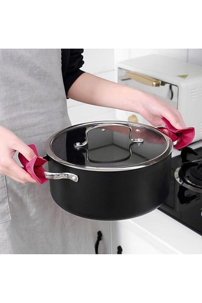 Busstier Silicone Pot with Bow Design - Heat Resistant, Non Slip and Practical Kitchen Helper