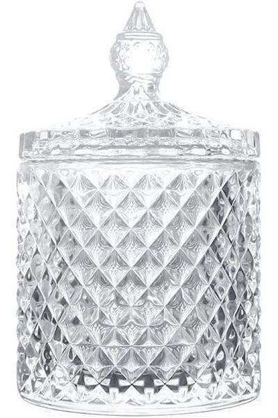 AKDC Danmu Art 1pc Clear Glass Storage with Lid Candy Jar Biscuit Box Containers (600ml)