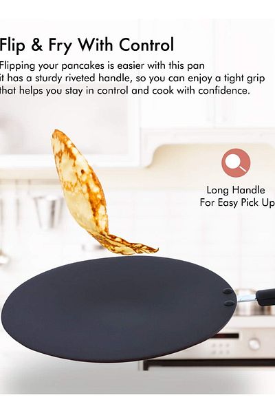 Badraig Pan Cake pan ( Tawa ) Non Stick Fry Pan 32 CM Black/Red