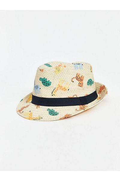 LC Waikiki Lcw Baby Beige Animal Printed Baby Boy Fedora Hat