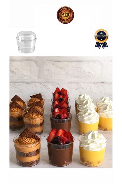 figanlar ambalaj 250Cc Bodega Hard Plastic Presentation Dessert Container Bowl + Lid 10 Pcs