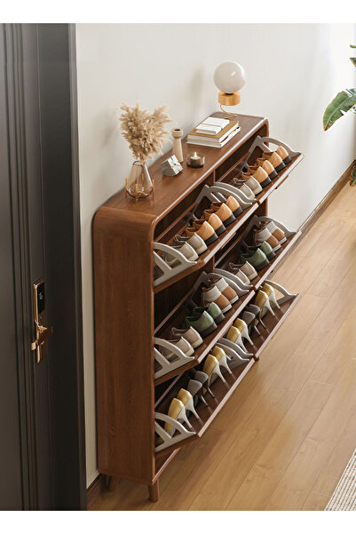 sharpdo خزانة أحذية بسيطة فائقة النحافة بمدخل منزلي مكونة من 3 طبقات، تتسع لح...