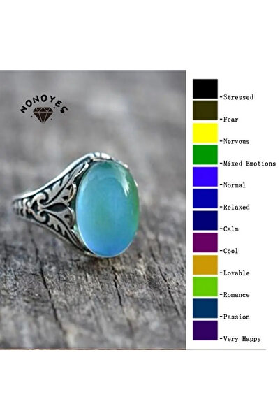 Choice 5 LB0048-1 خاتم مزاجي بيضاوي الشكل بتصميم كلاسيكي عتيق، قابل لتغيير ال...